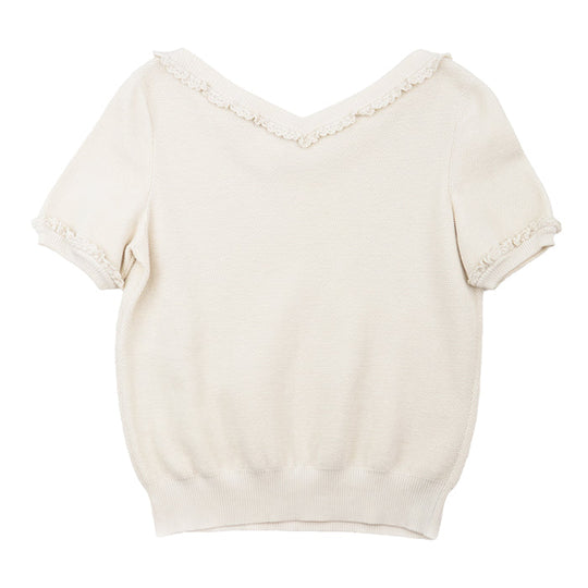CHANEL Cut cotton 100% Ivory P53691 Women 36 Used Authentic
