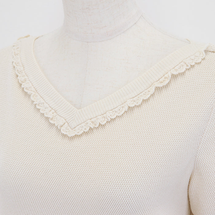 CHANEL Cut cotton 100% Ivory P53691 Women 36 Used Authentic