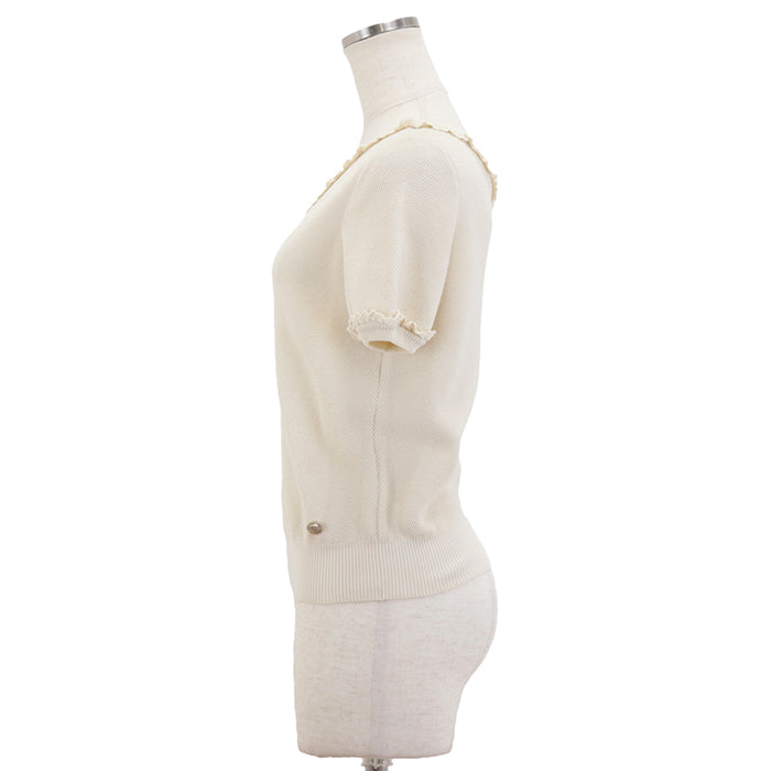 CHANEL Cut cotton 100% Ivory P53691 Women 36 Used Authentic