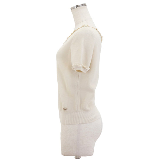 CHANEL Cut cotton 100% Ivory P53691 Women 36 Used Authentic