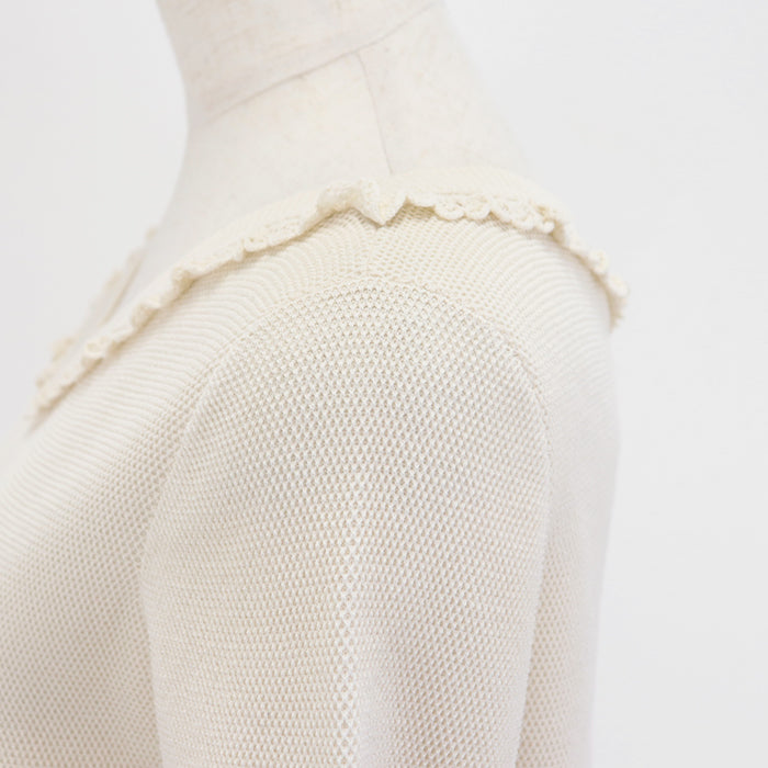 CHANEL Cut cotton 100% Ivory P53691 Women 36 Used Authentic