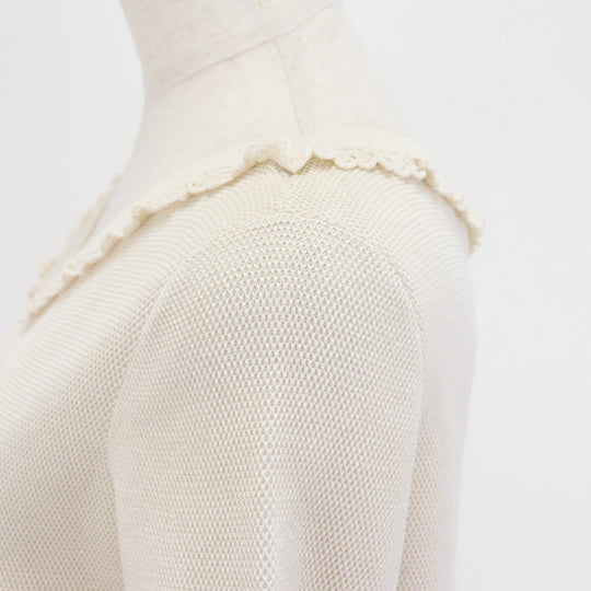 CHANEL Cut cotton 100% Ivory P53691 Women 36 Used Authentic