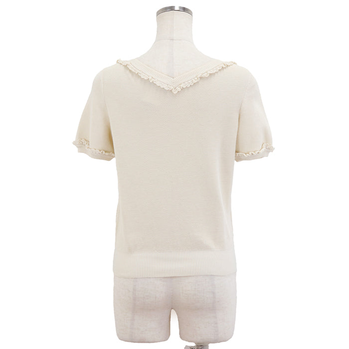 CHANEL Cut cotton 100% Ivory P53691 Women 36 Used Authentic