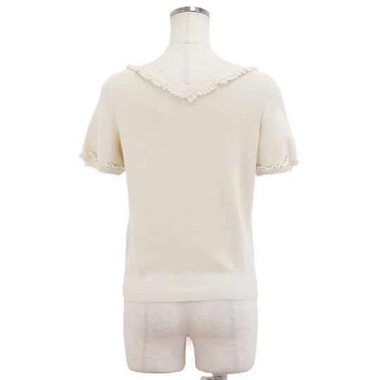 CHANEL Cut cotton 100% Ivory P53691 Women 36 Used Authentic