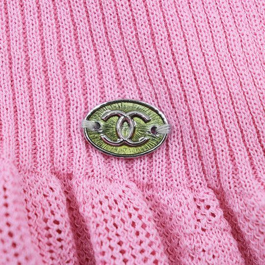 CHANEL knit 80% cotton, 20% nylon pink P28461 Women 38 Used Authentic