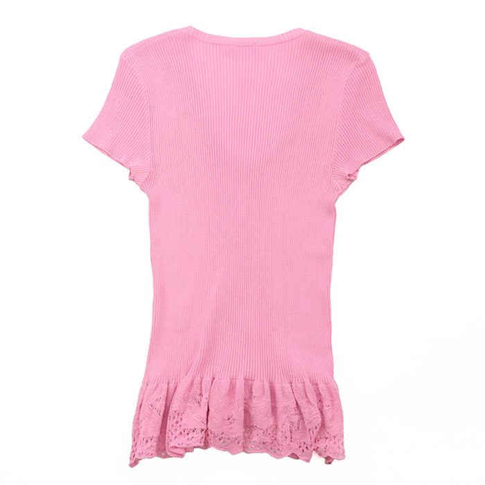 CHANEL knit 80% cotton, 20% nylon pink P28461 Women 38 Used Authentic