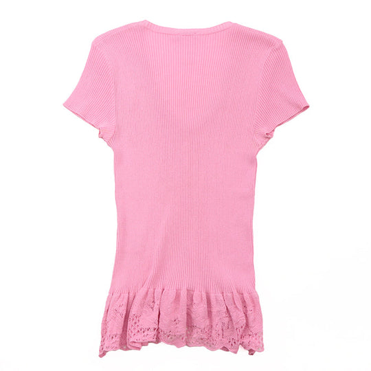 CHANEL knit 80% cotton, 20% nylon pink P28461 Women 38 Used Authentic
