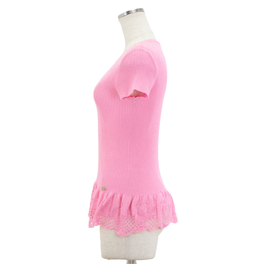 CHANEL knit 80% cotton, 20% nylon pink P28461 Women 38 Used Authentic
