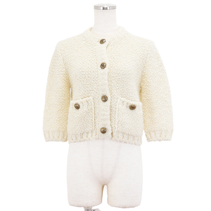 PRADA knit 60% virgin wool, 15% mohair, material: 2% cotton Ivory P25L98 S232 13CS Women 38 Used Authentic