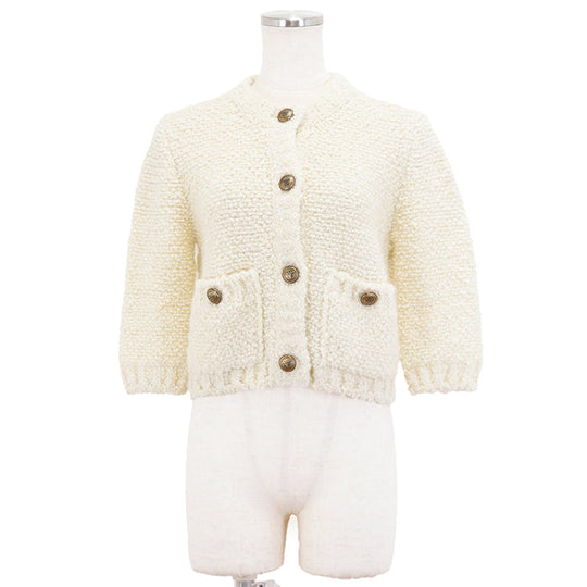 PRADA knit 60% virgin wool, 15% mohair, material: 2% cotton Ivory P25L98 S232 13CS Women 38 Used Authentic
