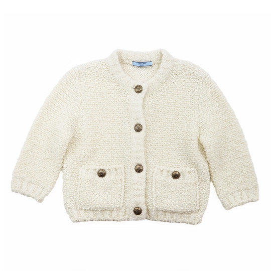 PRADA knit 60% virgin wool, 15% mohair, material: 2% cotton Ivory P25L98 S232 13CS Women 38 Used Authentic