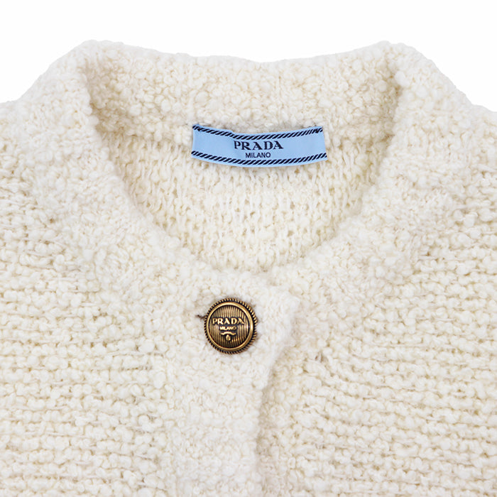 PRADA knit 60% virgin wool, 15% mohair, material: 2% cotton Ivory P25L98 S232 13CS Women 38 Used Authentic