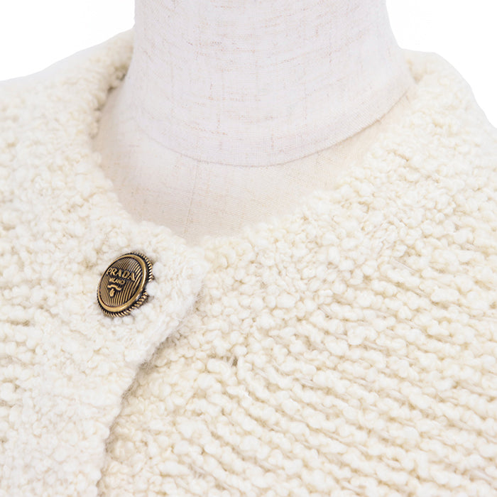 PRADA knit 60% virgin wool, 15% mohair, material: 2% cotton Ivory P25L98 S232 13CS Women 38 Used Authentic