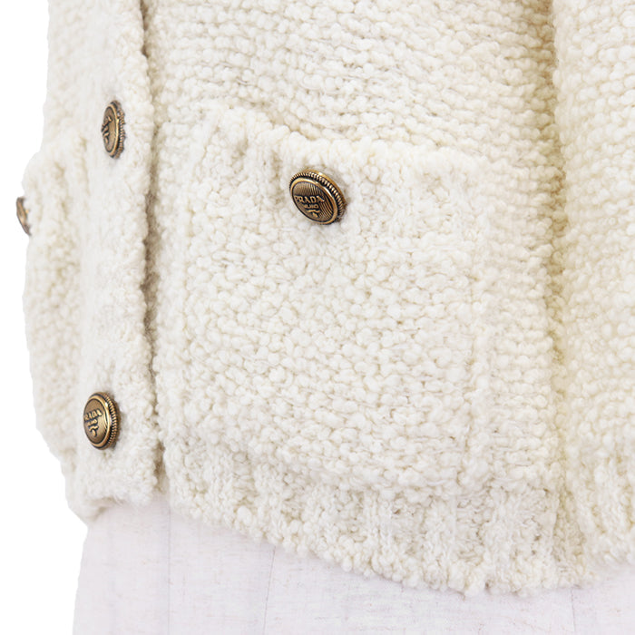 PRADA knit 60% virgin wool, 15% mohair, material: 2% cotton Ivory P25L98 S232 13CS Women 38 Used Authentic