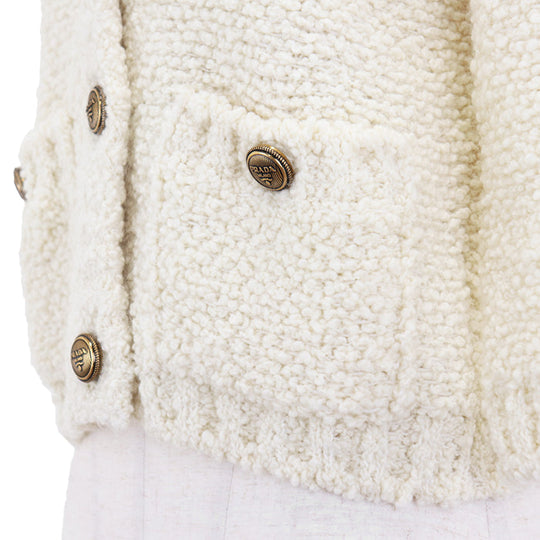 PRADA knit 60% virgin wool, 15% mohair, material: 2% cotton Ivory P25L98 S232 13CS Women 38 Used Authentic