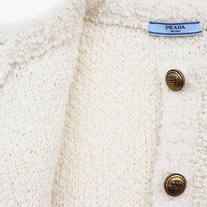 PRADA knit 60% virgin wool, 15% mohair, material: 2% cotton Ivory P25L98 S232 13CS Women 38 Used Authentic