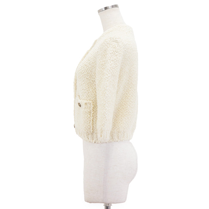 PRADA knit 60% virgin wool, 15% mohair, material: 2% cotton Ivory P25L98 S232 13CS Women 38 Used Authentic