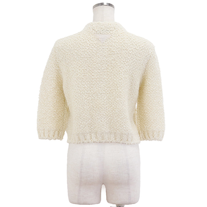 PRADA knit 60% virgin wool, 15% mohair, material: 2% cotton Ivory P25L98 S232 13CS Women 38 Used Authentic