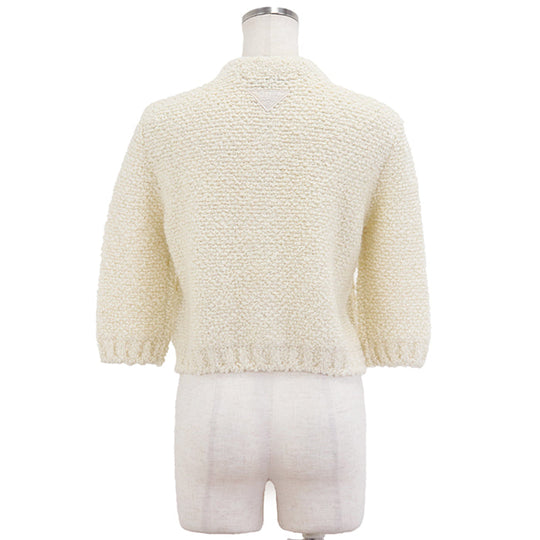 PRADA knit 60% virgin wool, 15% mohair, material: 2% cotton Ivory P25L98 S232 13CS Women 38 Used Authentic