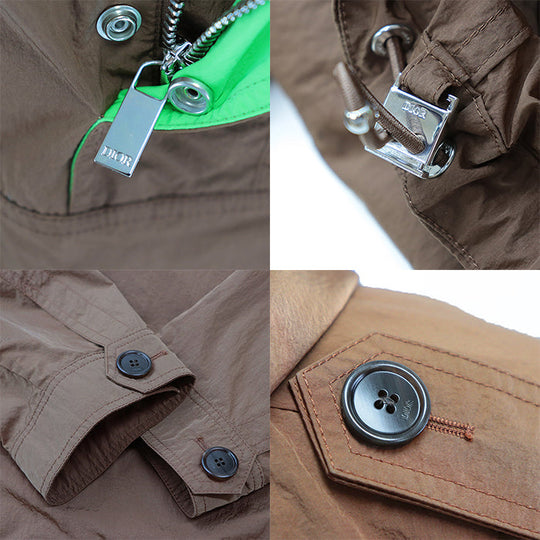 Dior Blouson 100% nylon, embroidery: 50% polyester, 50% rayon; trimming: 100% polyester Brown Neon Green 283C402A5525 mens 52 Used Authentic