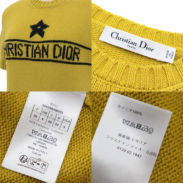 Christian Dior knit Cashmere 100% yellow shirt 344S98AM003 Women 36 Used Authentic