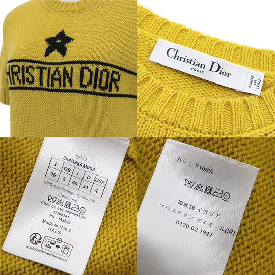 Christian Dior knit Cashmere 100% yellow shirt 344S98AM003 Women 36 Used Authentic