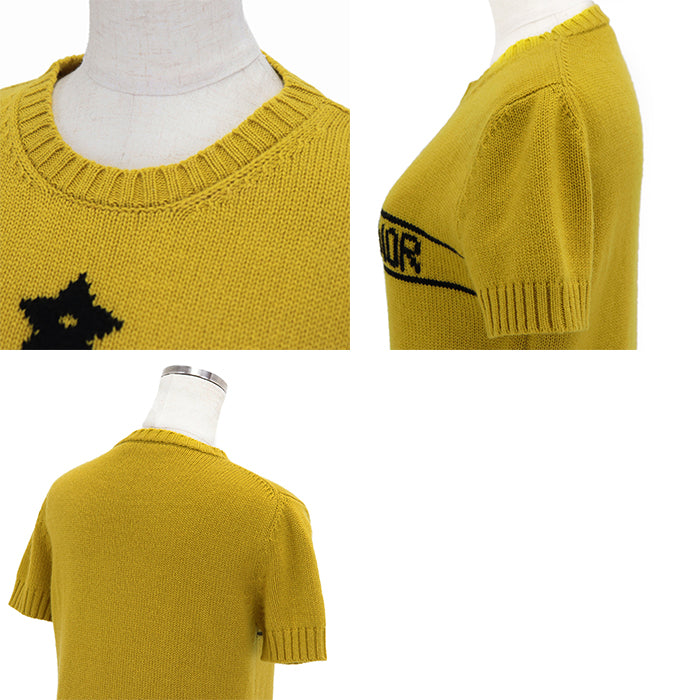 Christian Dior knit Cashmere 100% yellow shirt 344S98AM003 Women 36 Used Authentic