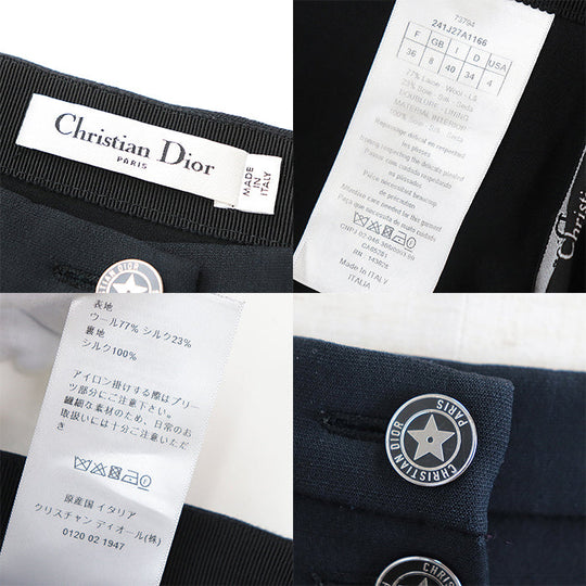 Christian Dior skirt [Outer material] 77% wool, 23% silk [Lining] 100% silk Dark navy 241J27A1166 Women 36 Used Authentic
