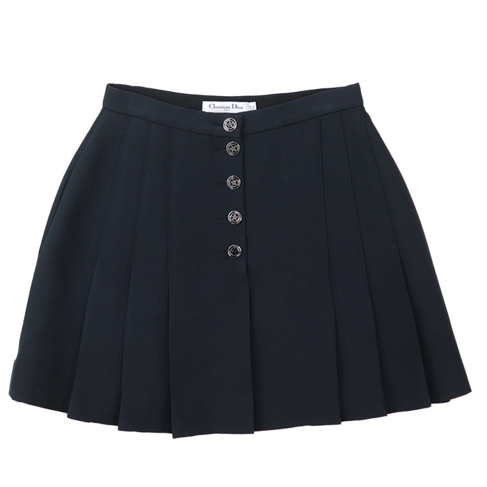 Christian Dior skirt [Outer material] 77% wool, 23% silk [Lining] 100% silk Dark navy 241J27A1166 Women 36 Used Authentic