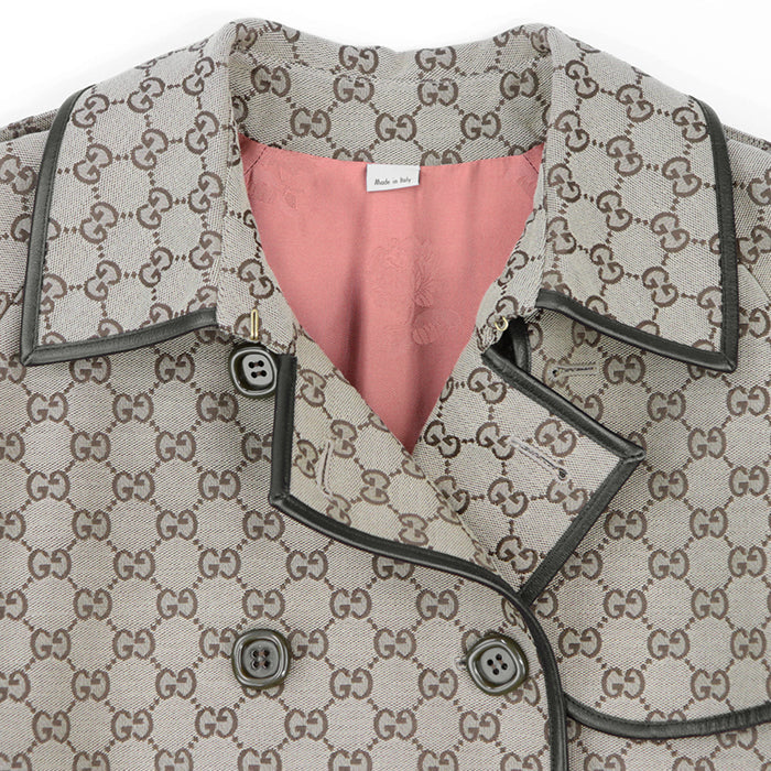 GUCCI coat [Outer material] 71% cotton, 29% polyester [Lining] 100% rayon [Leather part] Sheepskin Beige, Brown 648997 Z8AMP Women 38 Used Authentic