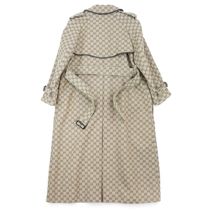 GUCCI coat [Outer material] 71% cotton, 29% polyester [Lining] 100% rayon [Leather part] Sheepskin Beige, Brown 648997 Z8AMP Women 38 Used Authentic