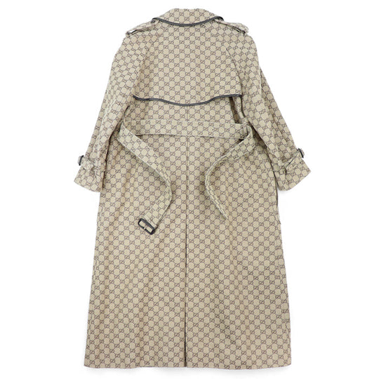 GUCCI coat [Outer material] 71% cotton, 29% polyester [Lining] 100% rayon [Leather part] Sheepskin Beige, Brown 648997 Z8AMP Women 38 Used Authentic