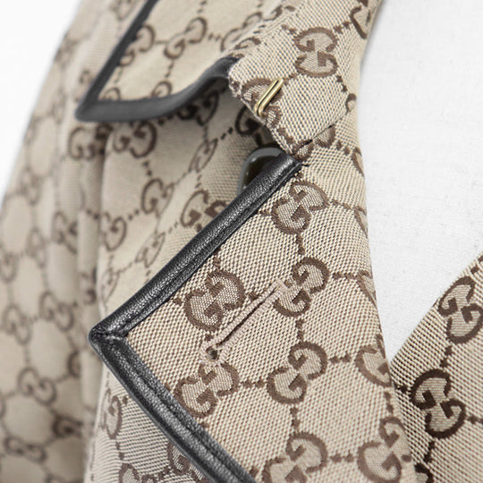 GUCCI coat [Outer material] 71% cotton, 29% polyester [Lining] 100% rayon [Leather part] Sheepskin Beige, Brown 648997 Z8AMP Women 38 Used Authentic