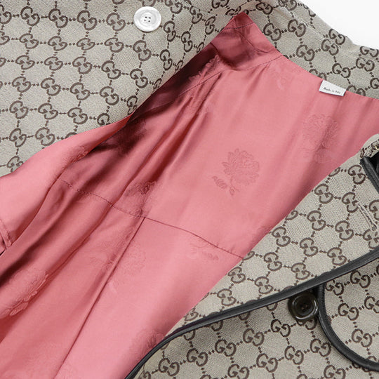 GUCCI coat [Outer material] 71% cotton, 29% polyester [Lining] 100% rayon [Leather part] Sheepskin Beige, Brown 648997 Z8AMP Women 38 Used Authentic