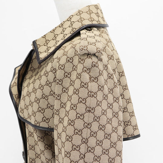 GUCCI coat [Outer material] 71% cotton, 29% polyester [Lining] 100% rayon [Leather part] Sheepskin Beige, Brown 648997 Z8AMP Women 38 Used Authentic
