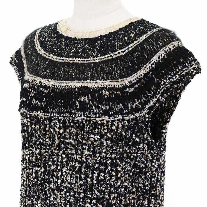 CHANEL one piece Silk 3%, Paper 2% [Outer fabric] Wool 60%, Polyamide 13% Black gold P61623 Karl Lagerfeld period Women 38 Used Authentic