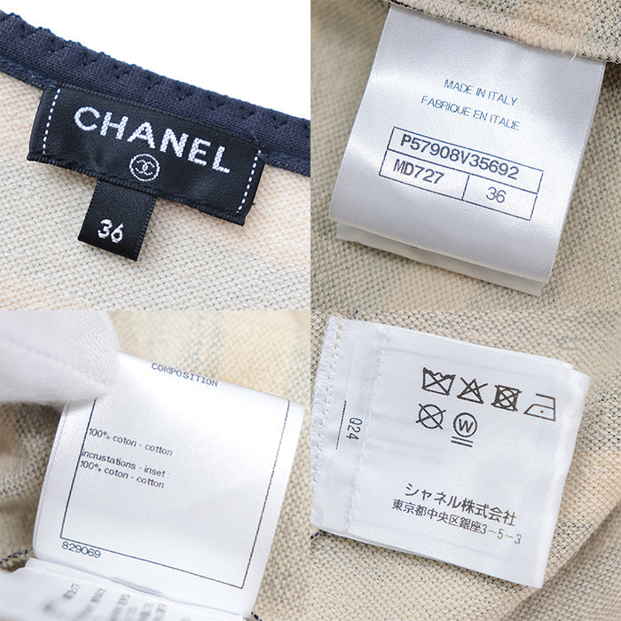 CHANEL Cut [Outer material] 100% cotton Gold Dark Navy Beige Multicolor 18C P57908 Women 36 Used Authentic