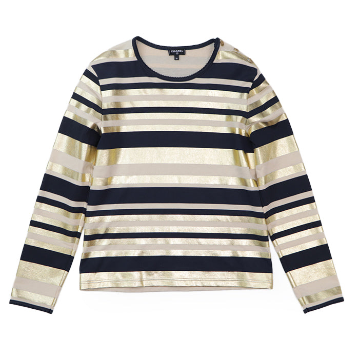 CHANEL Cut [Outer material] 100% cotton Gold Dark Navy Beige Multicolor 18C P57908 Women 36 Used Authentic