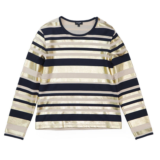 CHANEL Cut [Outer material] 100% cotton Gold Dark Navy Beige Multicolor 18C P57908 Women 36 Used Authentic