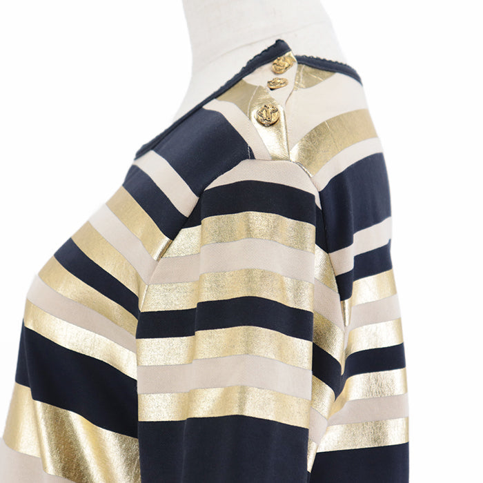 CHANEL Cut [Outer material] 100% cotton Gold Dark Navy Beige Multicolor 18C P57908 Women 36 Used Authentic