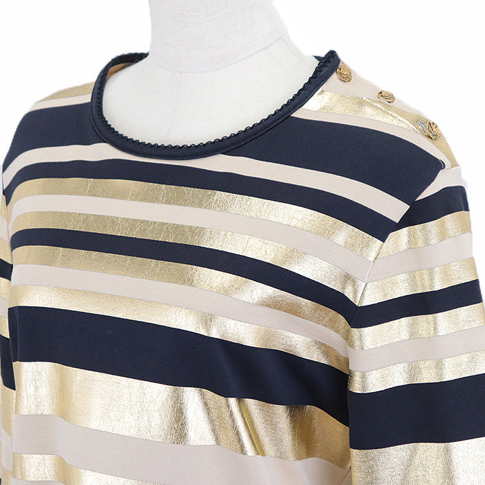 CHANEL Cut [Outer material] 100% cotton Gold Dark Navy Beige Multicolor 18C P57908 Women 36 Used Authentic