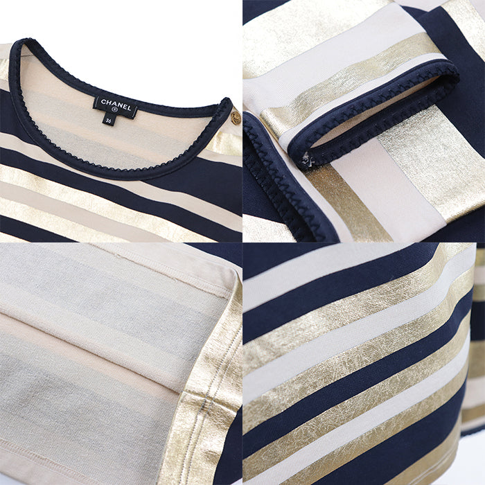 CHANEL Cut [Outer material] 100% cotton Gold Dark Navy Beige Multicolor 18C P57908 Women 36 Used Authentic