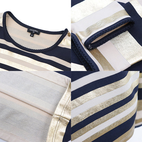 CHANEL Cut [Outer material] 100% cotton Gold Dark Navy Beige Multicolor 18C P57908 Women 36 Used Authentic