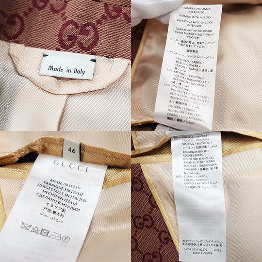 GUCCI Other outerwear [Outer material] 71% cotton, 29% polyester [Lining] 100% rayon, 100% cupra wine-red 563510 ZKU09 mens 46 Used Authentic