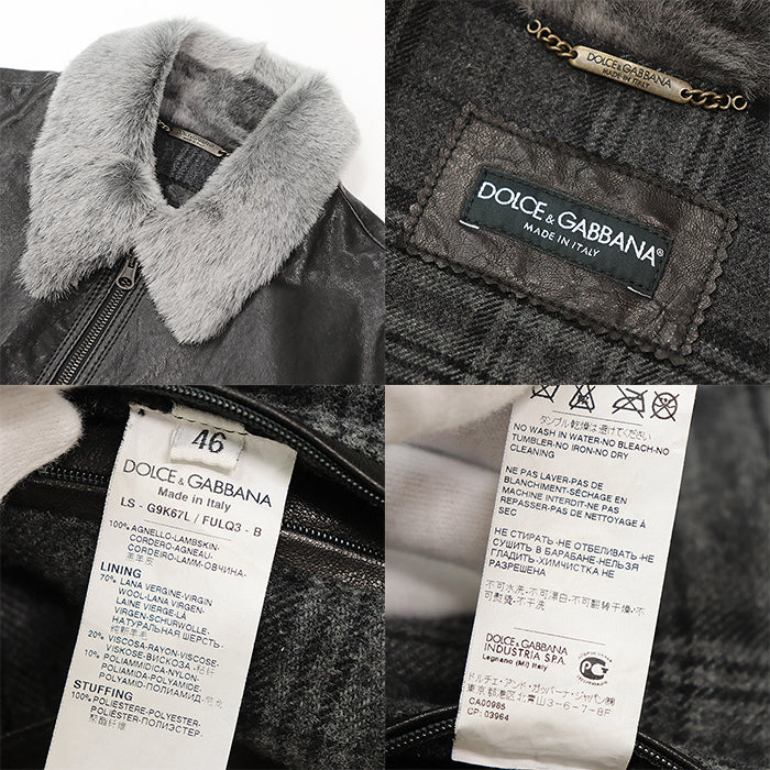 DOLCE&GABBANA Blouson [Outer material] 100% lamb leather [Lining] 70% wool, 20% viscose black mens 46 Used Authentic