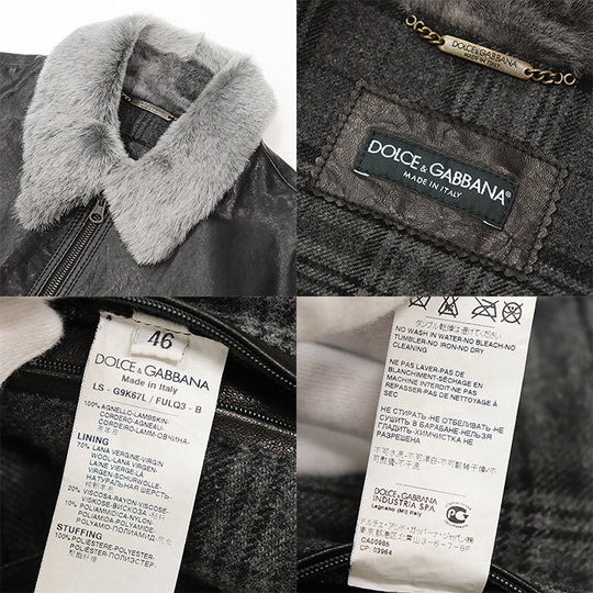 DOLCE&GABBANA Blouson [Outer material] 100% lamb leather [Lining] 70% wool, 20% viscose black mens 46 Used Authentic