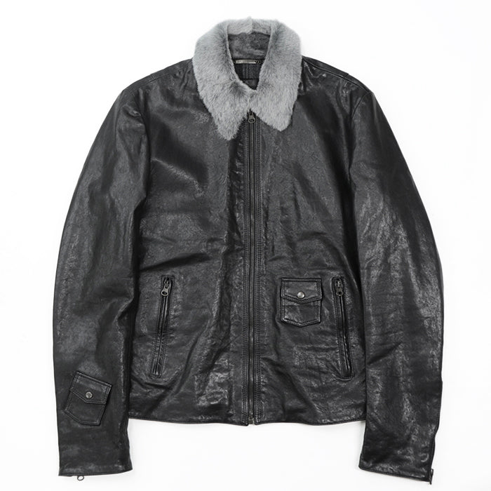 DOLCE&GABBANA Blouson [Outer material] 100% lamb leather [Lining] 70% wool, 20% viscose black mens 46 Used Authentic