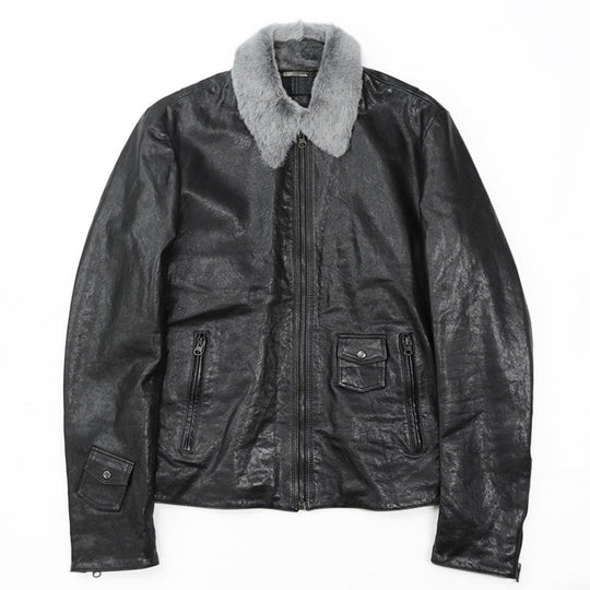 DOLCE&GABBANA Blouson [Outer material] 100% lamb leather [Lining] 70% wool, 20% viscose black mens 46 Used Authentic