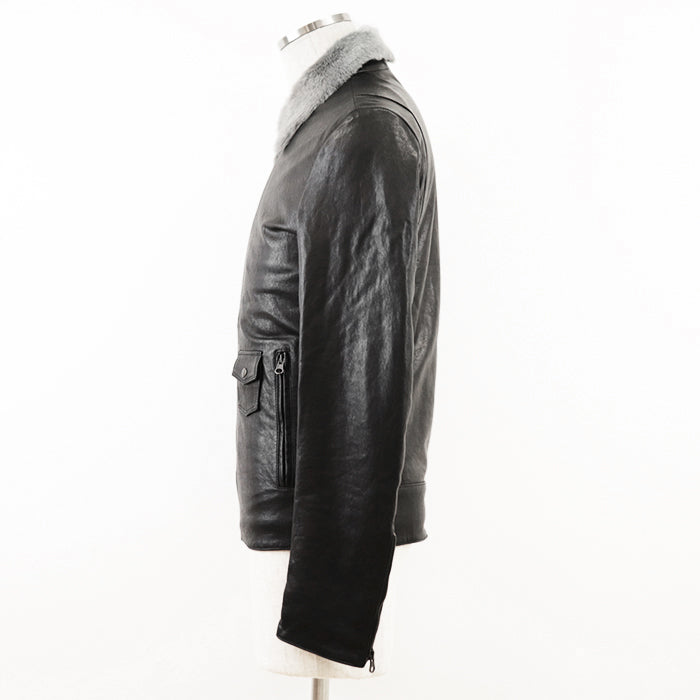 DOLCE&GABBANA Blouson [Outer material] 100% lamb leather [Lining] 70% wool, 20% viscose black mens 46 Used Authentic