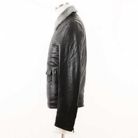 DOLCE&GABBANA Blouson [Outer material] 100% lamb leather [Lining] 70% wool, 20% viscose black mens 46 Used Authentic